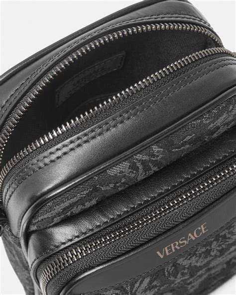 versace matte black calfskin crossbody|Barocco Crossbody Bag Black,Print .